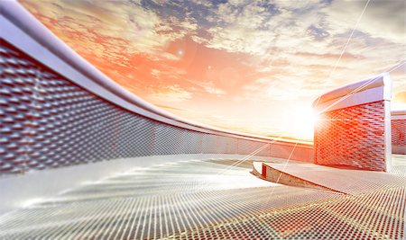 Sunset and modern outdoor metal architecture Stock Photo - Budget Royalty-Free & Subscription, Code: 400-08282877