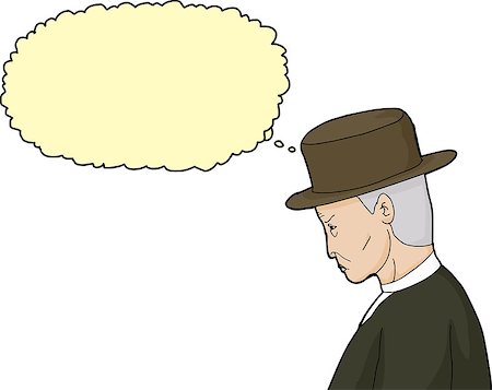 simsearch:400-07749657,k - Isolated hand drawn cartoon of thinking senior man in hat Photographie de stock - Aubaine LD & Abonnement, Code: 400-08283027