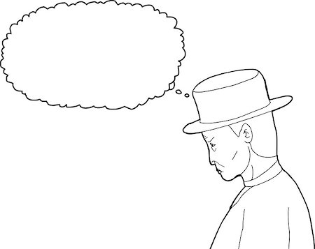 Outline cartoon of 1920s man with thought bubble Stock Photo - Budget Royalty-Free & Subscription, Code: 400-08283029