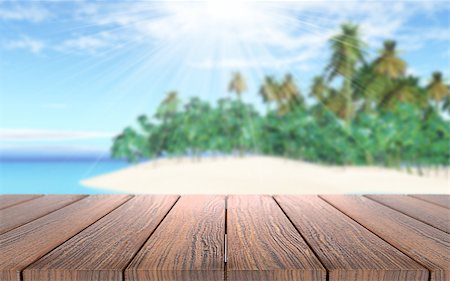 simsearch:400-09068018,k - 3D render of a wooden table looking out to a tropical island in sea Stock Photo - Budget Royalty-Free & Subscription, Code: 400-08283136
