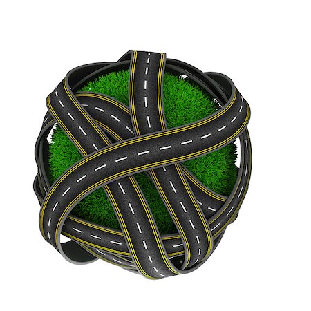 3D Render of Road around a grassy globe Stock Photo - Budget Royalty-Free & Subscription, Code: 400-08283164