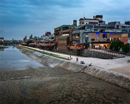 Kamo River and Kyoto in the Evening, Kyoto, Japan Stock Photo - Budget Royalty-Free & Subscription, Code: 400-08283462