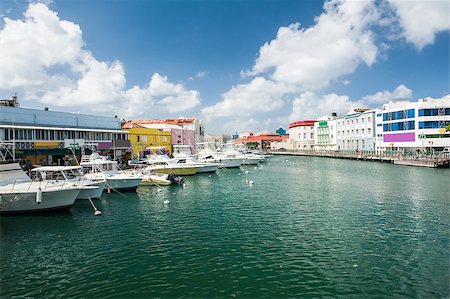 fyletto (artist) - Main water canal with ships and shops in Bridgetown, capital of Barbados. Caribbean Stock Photo - Budget Royalty-Free & Subscription, Code: 400-08283789