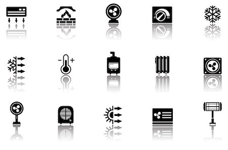 simsearch:400-08045642,k - set of black isolated heating icons with reflection silhouette Stock Photo - Budget Royalty-Free & Subscription, Code: 400-08294023