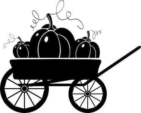 farm cart art - Cart with pumpkins. Silhouette on a white background Stock Photo - Budget Royalty-Free & Subscription, Code: 400-08294068