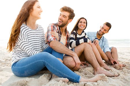 simsearch:400-08287050,k - Multicultural group of friends at the beach having fun Stock Photo - Budget Royalty-Free & Subscription, Code: 400-08294391