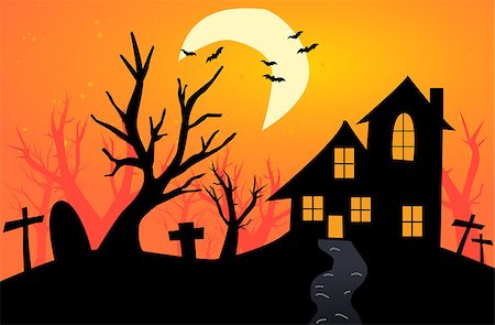 simsearch:400-05229027,k - Halloween Background with haunted house Stock Photo - Budget Royalty-Free & Subscription, Code: 400-08294424