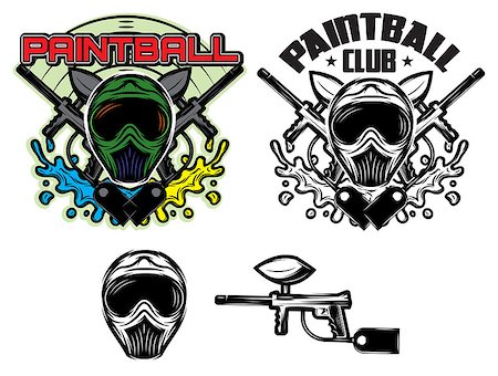 simsearch:400-08041679,k - Vector pattern with mask and gun for paintball Foto de stock - Royalty-Free Super Valor e Assinatura, Número: 400-08294477