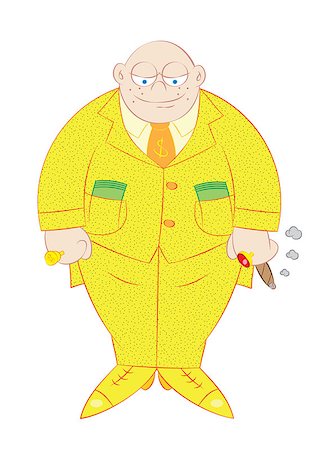 picture of fat man with money - wealthy rich man vector illustration Stock Photo - Budget Royalty-Free & Subscription, Code: 400-08294484