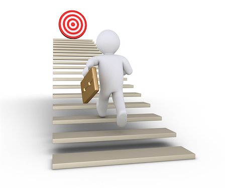 simsearch:400-05920330,k - Businessman is running on stairs with a target at the top Stock Photo - Budget Royalty-Free & Subscription, Code: 400-08294514