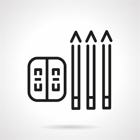 simsearch:400-08295099,k - Three pencils and sharpener. Simple flat line vector icon.  School supplies and items for designers, engineers. Elements of web design for business and website. Fotografie stock - Microstock e Abbonamento, Codice: 400-08294565