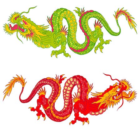 simsearch:400-05387128,k - Vector illustration of two chinese dragons Stock Photo - Budget Royalty-Free & Subscription, Code: 400-08294663