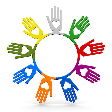 Happy volunteering human hands represent love, three-dimensional rendering Stock Photo - Budget Royalty-Free & Subscription, Code: 400-08294795