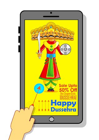 ravana - illustration of ten headed Ravana for Happy Dussehra mobile application sale promotion Stock Photo - Budget Royalty-Free & Subscription, Code: 400-08294898