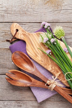 Fresh herbs and spices on garden table. Top view Stock Photo - Budget Royalty-Free & Subscription, Code: 400-08294949