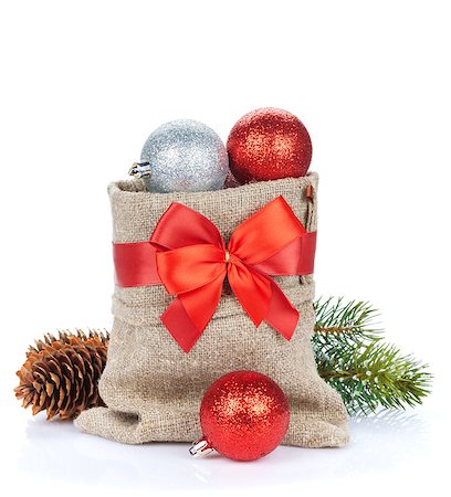 simsearch:400-07933751,k - Christmas decor bag. Isolated on white background Photographie de stock - Aubaine LD & Abonnement, Code: 400-08295024
