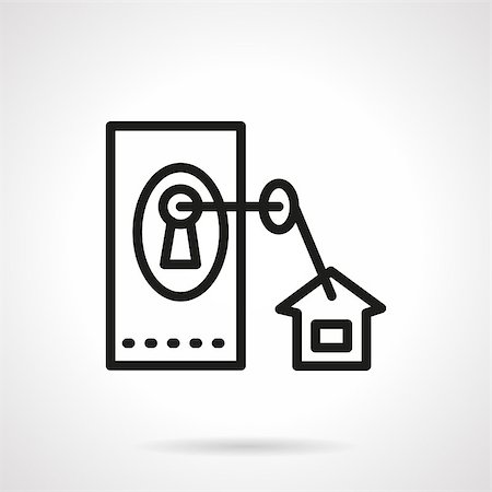 simsearch:400-04554666,k - Square door lock and key with house tag. Black simple line vector icon. Elements of web design for business. Stock Photo - Budget Royalty-Free & Subscription, Code: 400-08295103