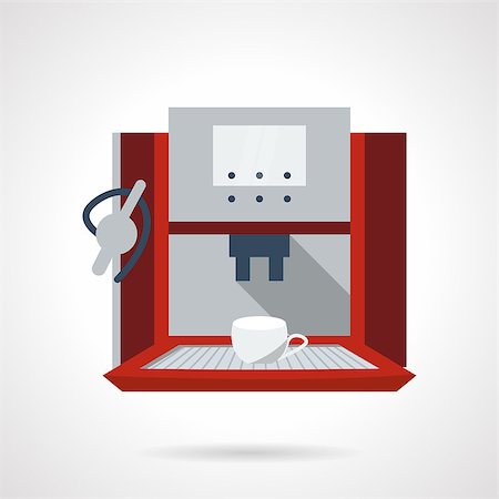 simsearch:400-07976610,k - Contemporary coffee equipment. Electronic red coffee machine. Flat color style vector icon. Web design elements for business and site. Stockbilder - Microstock & Abonnement, Bildnummer: 400-08295116