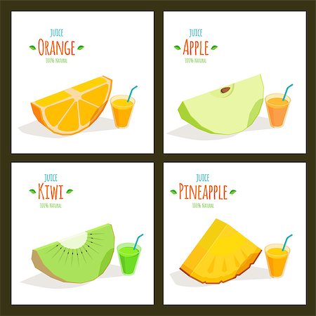 deniskolt (artist) - Set of fruit juices. Slice fruit. Vector illustration Foto de stock - Royalty-Free Super Valor e Assinatura, Número: 400-08295143