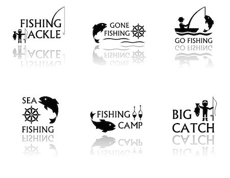 simsearch:400-08258030,k - set of black fishing symbols with mirror reflection silhouette Stock Photo - Budget Royalty-Free & Subscription, Code: 400-08295165