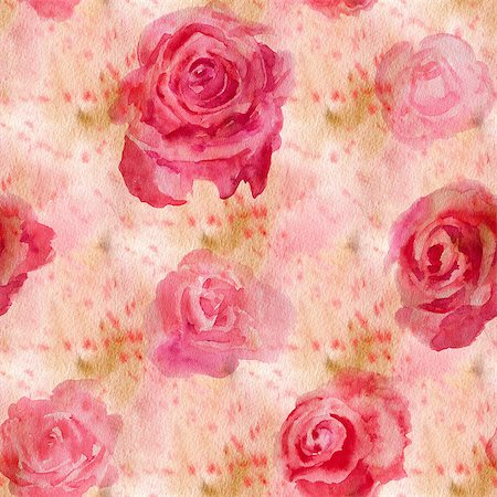 simsearch:400-08285670,k - Seamless pattern with red roses. Watercolor illustration. Foto de stock - Super Valor sin royalties y Suscripción, Código: 400-08295631