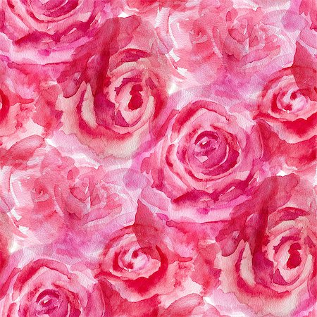 simsearch:400-08290626,k - Seamless pattern with red roses. Watercolor illustration. Stock Photo - Budget Royalty-Free & Subscription, Code: 400-08295632