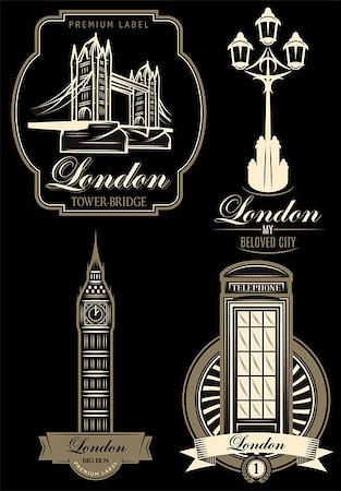 vector set of premium labels from London attractions Stock Photo - Budget Royalty-Free & Subscription, Code: 400-08295648