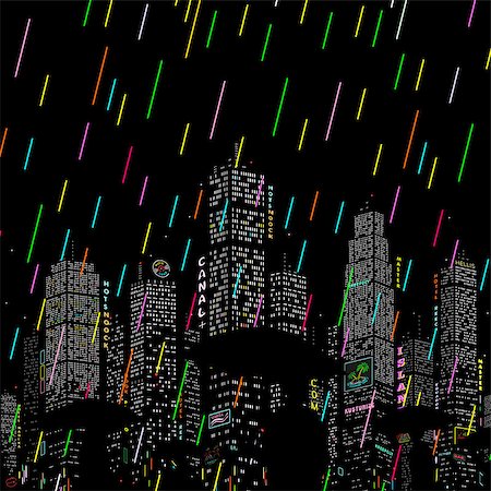 Rain in the City Vector Background eps 8 file format Stock Photo - Budget Royalty-Free & Subscription, Code: 400-08295918