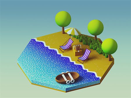 eco travel - Isometric camping on the beach Stock Photo - Budget Royalty-Free & Subscription, Code: 400-08295924