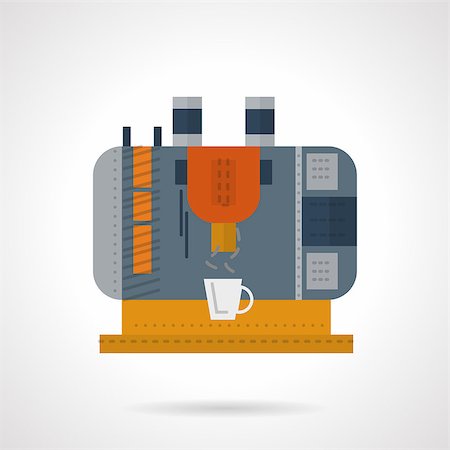 simsearch:400-07976610,k - Colorful modern equipment for coffee shop or cafe. Coffee maker with white mug. Flat color vector icon. Design elements for site, business or mobile. Stockbilder - Microstock & Abonnement, Bildnummer: 400-08296108