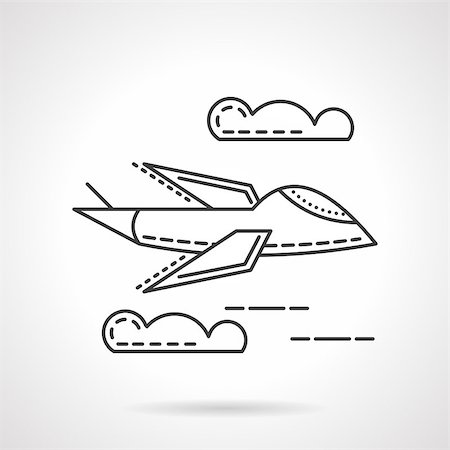 simsearch:877-08129456,k - Flying military airplane. Unmanned aerial vehicle. Thin flat line style vector icon. Design elements for site, business or mobile. Photographie de stock - Aubaine LD & Abonnement, Code: 400-08296119