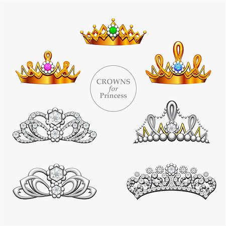 diadème - Seven crowns for a princess, gold crowns and diadems Stock Photo - Budget Royalty-Free & Subscription, Code: 400-08296200