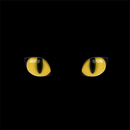 simsearch:400-04399380,k - The yellow cat eyes on the black background Fotografie stock - Microstock e Abbonamento, Codice: 400-08296214