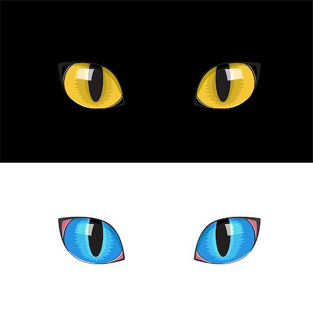 simsearch:400-04399380,k - The yellow cat eyes on the black background Fotografie stock - Microstock e Abbonamento, Codice: 400-08296215