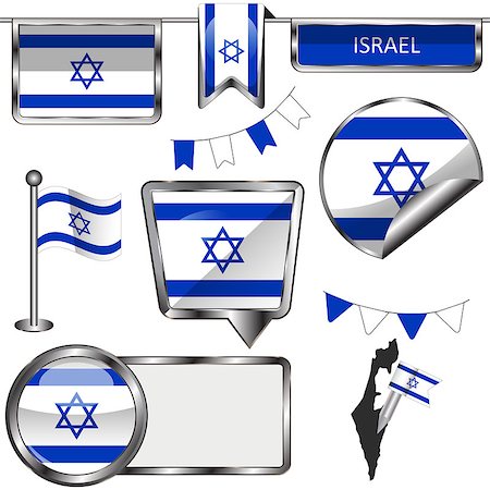 simsearch:400-08506240,k - Vector glossy icons of flag of Israel on white Stock Photo - Budget Royalty-Free & Subscription, Code: 400-08296239
