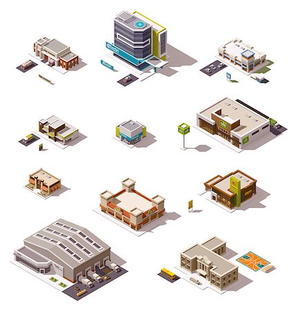 fire station - Set of the different isometric buildings Photographie de stock - Aubaine LD & Abonnement, Code: 400-08296266