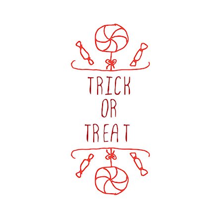 simsearch:400-08793659,k - Trick or treat . Hand-sketched typographic element with candies on white background. Stock Photo - Budget Royalty-Free & Subscription, Code: 400-08296273