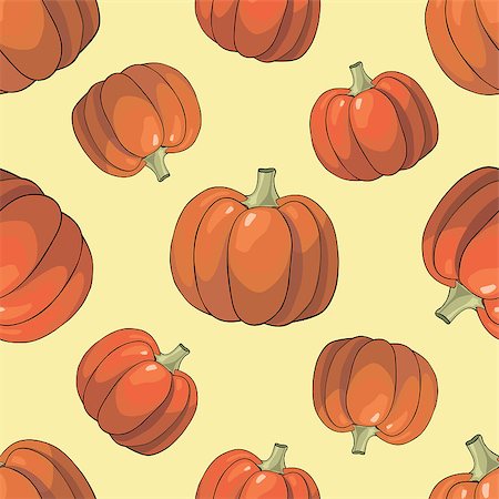 simsearch:400-05693480,k - Seamless colorful background with orange bright pumpkins Stock Photo - Budget Royalty-Free & Subscription, Code: 400-08296382