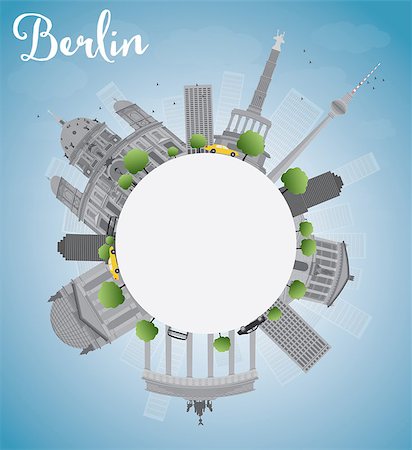 simsearch:400-08617286,k - Berlin skyline with grey building, blue sky and copy space. Vector illustration Stock Photo - Budget Royalty-Free & Subscription, Code: 400-08296469