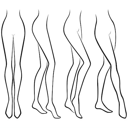 simsearch:400-07620944,k - Lower part of abstract slim female body, set of four hand drawing vector black outlines over white Fotografie stock - Microstock e Abbonamento, Codice: 400-08296461