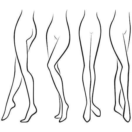 simsearch:400-07466197,k - Lower part of abstract graceful female body, set of four hand drawing vector black outlines over white Stock Photo - Budget Royalty-Free & Subscription, Code: 400-08296462