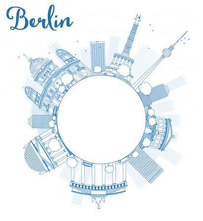 Berlin skyline with blue building and copy space. Vector illustration Stock Photo - Budget Royalty-Free & Subscription, Code: 400-08296470