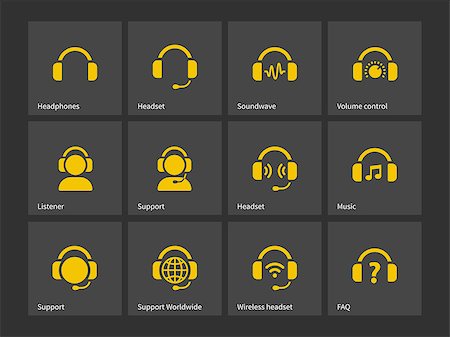 simsearch:400-08096768,k - Headphones and support icons. Vector illustration. Photographie de stock - Aubaine LD & Abonnement, Code: 400-08296503