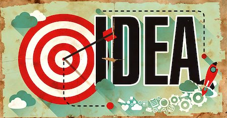 simsearch:400-08343539,k - Word  Idea Drawn on Poster with Red Target, Rocket and Arrow. Business Concept Photographie de stock - Aubaine LD & Abonnement, Code: 400-08296561