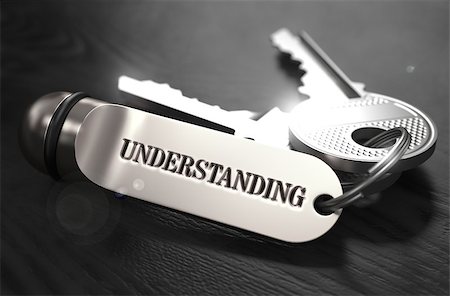 simsearch:400-08283741,k - Understanding Concept. Keys with Keyring on Black Wooden Table. Closeup View, Selective Focus, 3D Render. Black and White Image. Foto de stock - Super Valor sin royalties y Suscripción, Código: 400-08296590