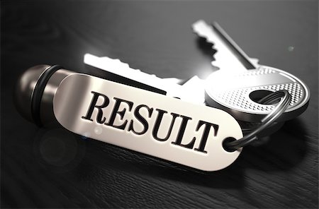 simsearch:400-08289045,k - Result Concept. Keys with Keyring on Black Wooden Table. Closeup View, Selective Focus, 3D Render. Black and White Image. Stock Photo - Budget Royalty-Free & Subscription, Code: 400-08296606