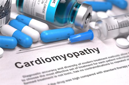 Diagnosis - Cardiomyopathy. Medical Concept with Blue Pills, Injections and Syringe. Selective Focus. Blurred Background. Stock Photo - Budget Royalty-Free & Subscription, Code: 400-08296615