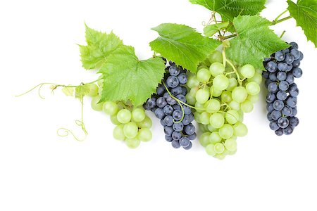 Bunch of red and white grapes with leaves. Isolated on white background with copy space Stock Photo - Budget Royalty-Free & Subscription, Code: 400-08296803