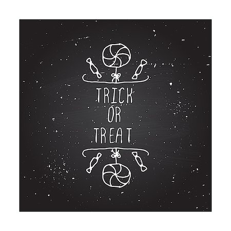simsearch:400-08793659,k - Trick or treat . Hand-sketched typographic element with candies on chalkboard background. Stock Photo - Budget Royalty-Free & Subscription, Code: 400-08297166