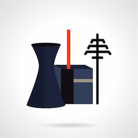 Industrial towers and poles. Power station components. Flat color simple vector icon for industrial structures.  Design elements for site, business or mobile. Stock Photo - Budget Royalty-Free & Subscription, Code: 400-08297358